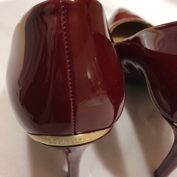 Calvin Klein-Burgundy Patent Heels - Picture 8 of 13